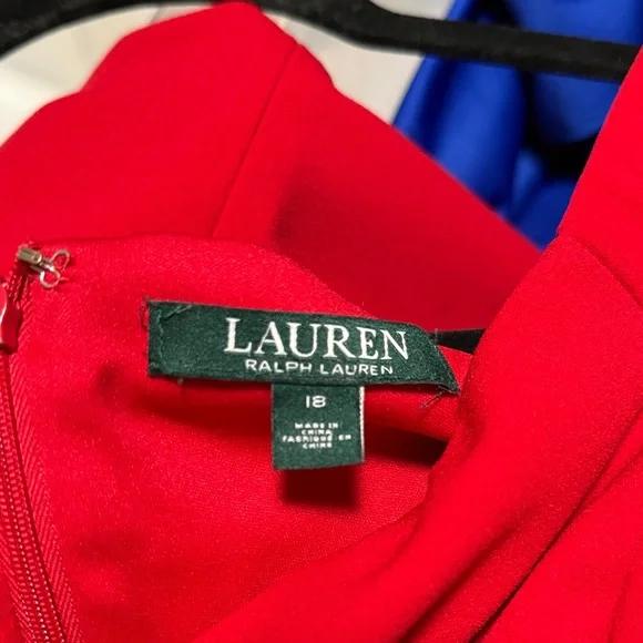 LAUREN by Ralph Lauren Elegant Red Off-Shoulder Evening Gown size 18 - Picture 6 of 9